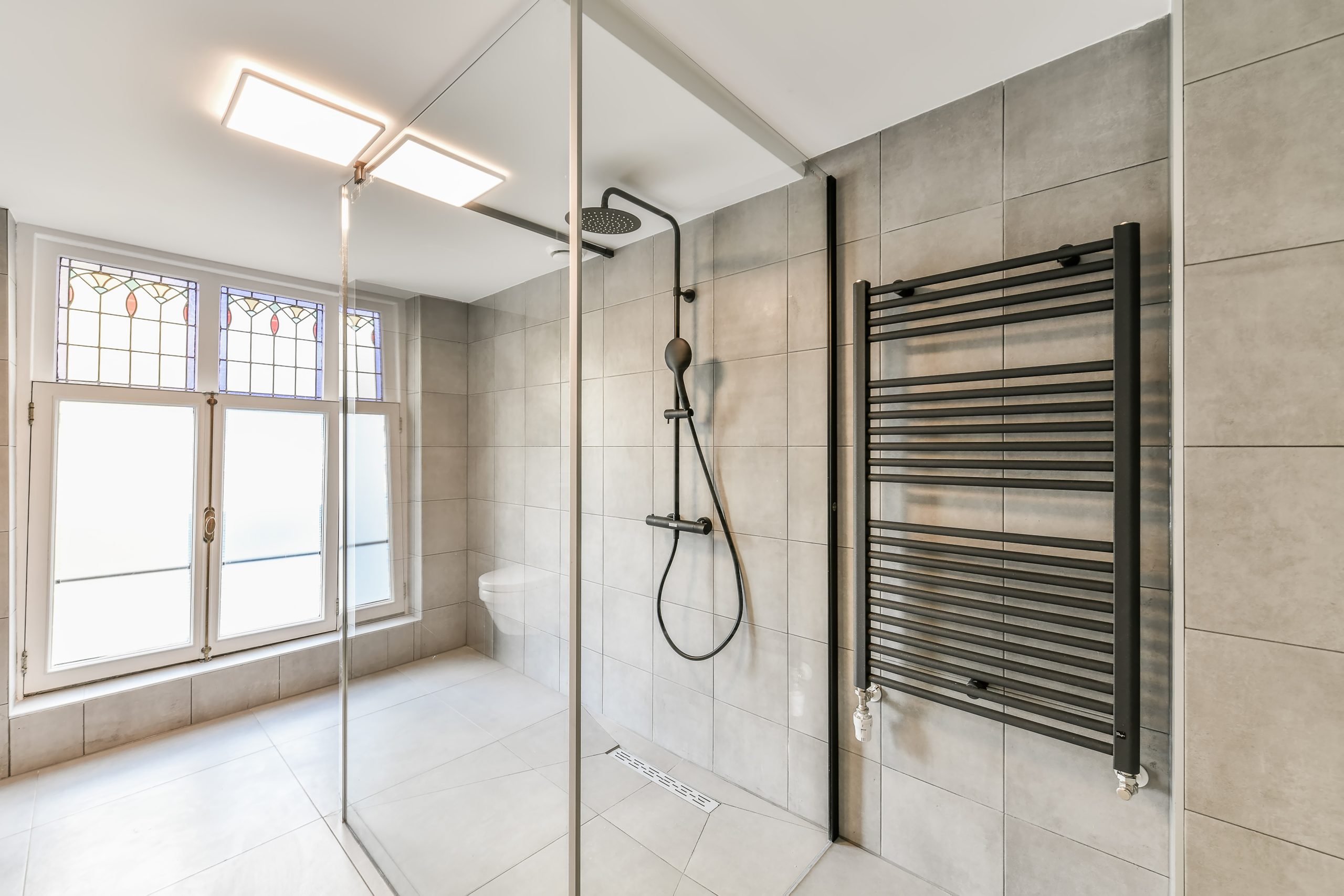 Modern roll-in shower upgrades